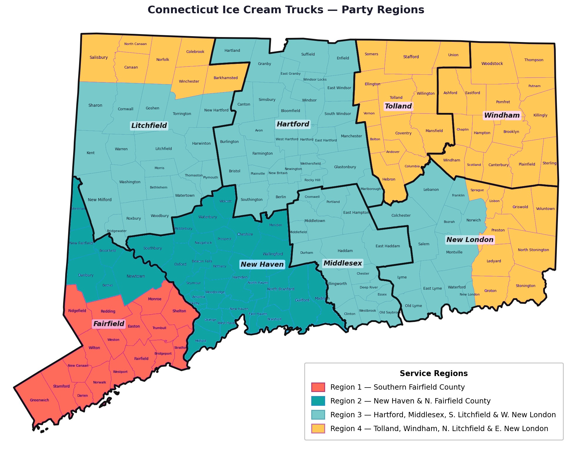 Ice cream truck catering by region